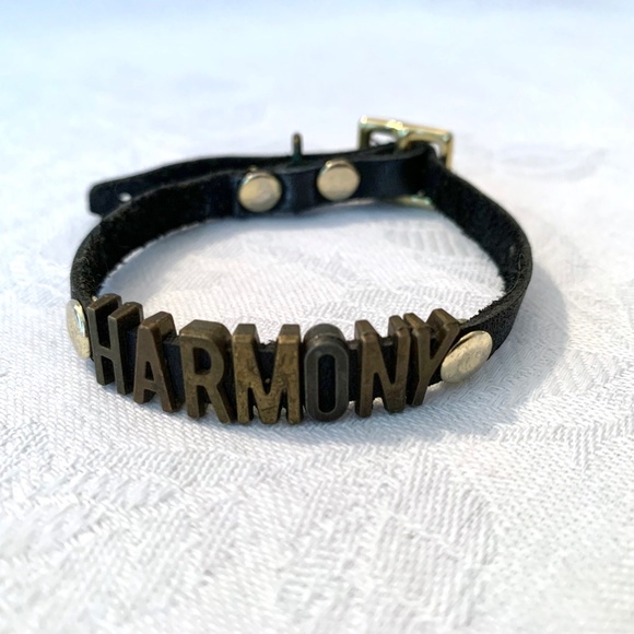 HARMONY Brass Letters Leather Buckle Bracelet - Picture 4 of 16